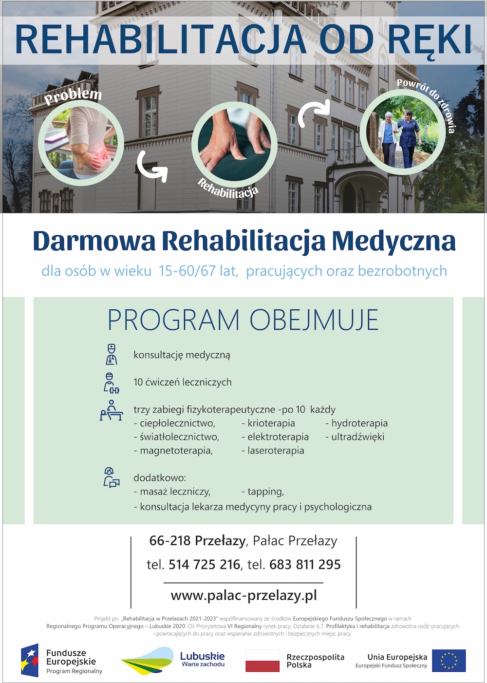 Ilustracja do informacji: Darmowa Rehabilitacja Medyczna dla osób w wieku 15 – 60/67 lat